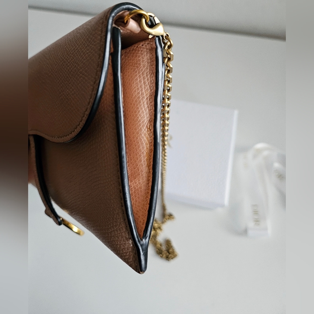 AUTHENTIC Christian Dior Saddle Long - Nude Pink Wallet-on-chain Crossbody - Picture 3 of 9